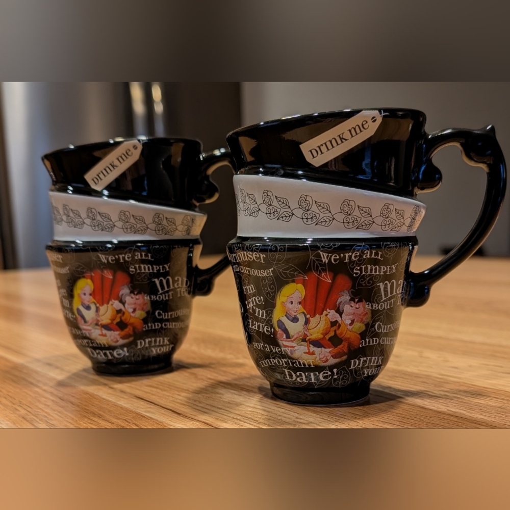 Disney Parks Alice in Wonderland Triple Stacked Tea Cups - Set Of 2